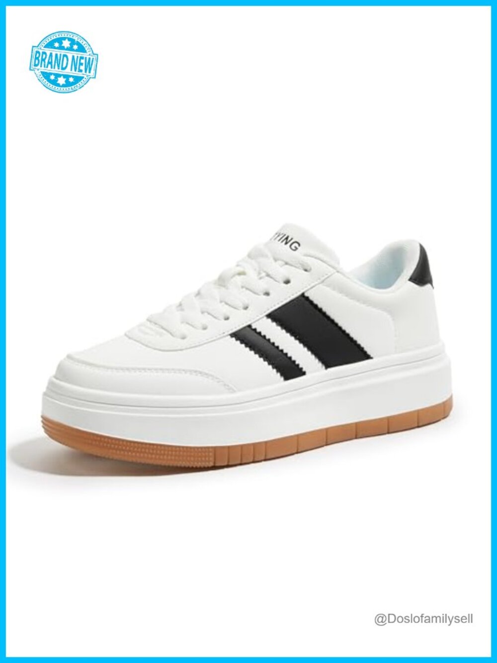 Platform Sneakers Lace-Up Lightweight Walking Shoes Faux Leather